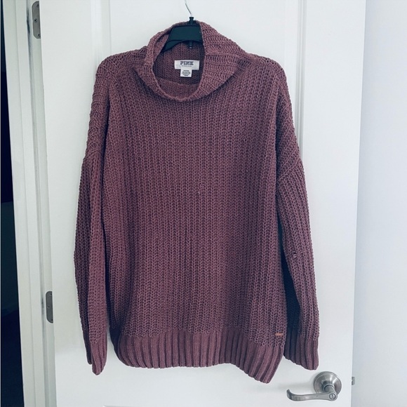 PINK Victoria’s Secret Oversized Turtleneck Chunky Sweater Size M - Picture 1 of 11